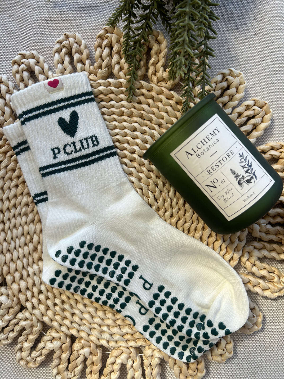 Varsity Crew Grippy Socks • Green