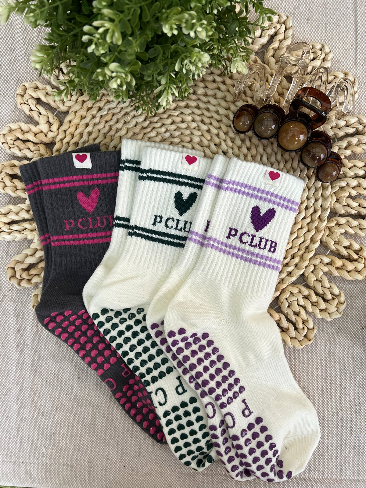 Varsity Crew Grippy Socks • Green