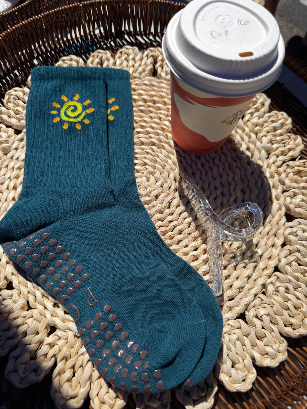 Sunshine Crew Grippy Socks • Teal