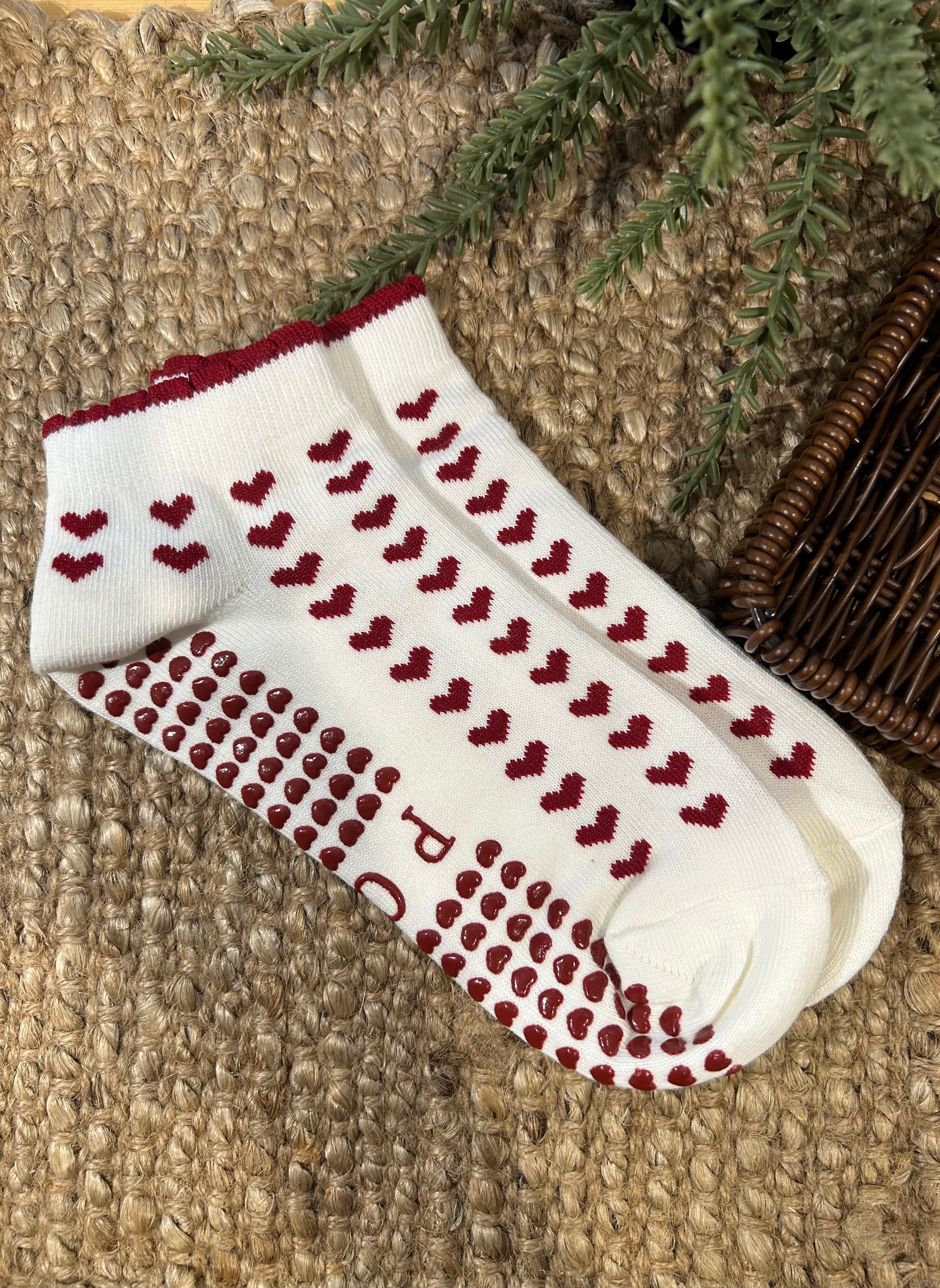 Love Ankle Grippy Socks • White
