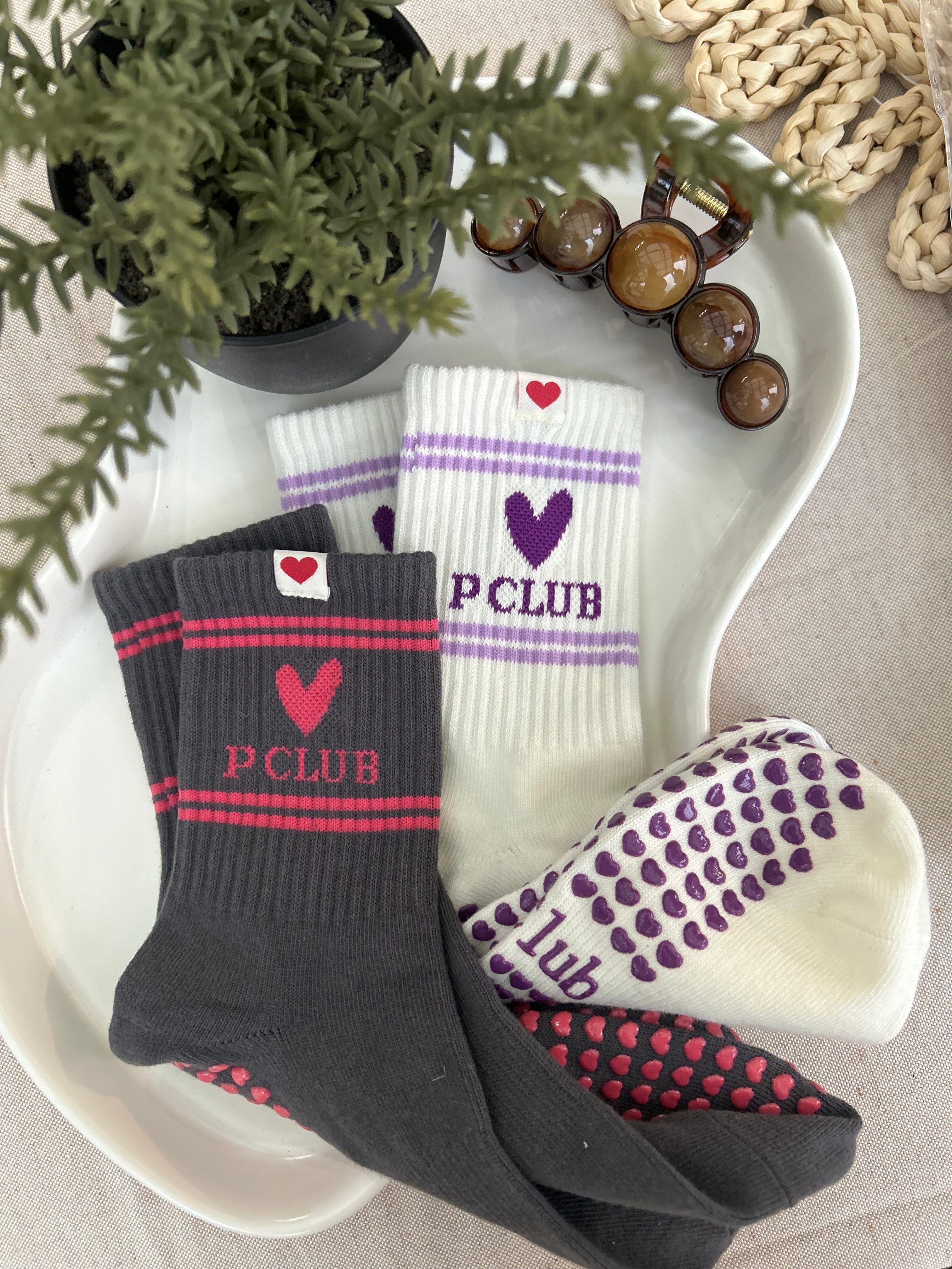 Varsity Crew Grippy Socks • Purple