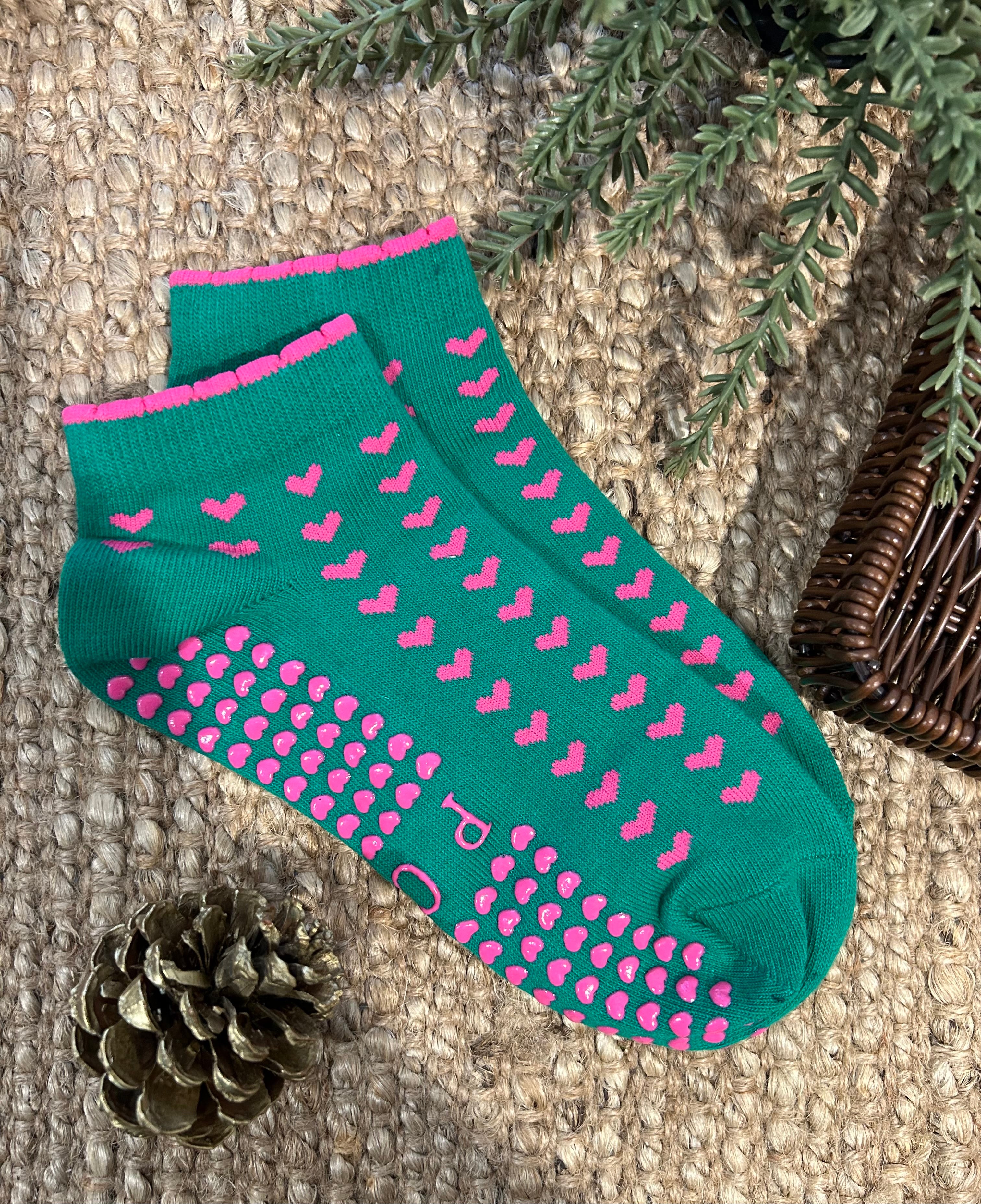 Love Ankle Grippy Socks • Green